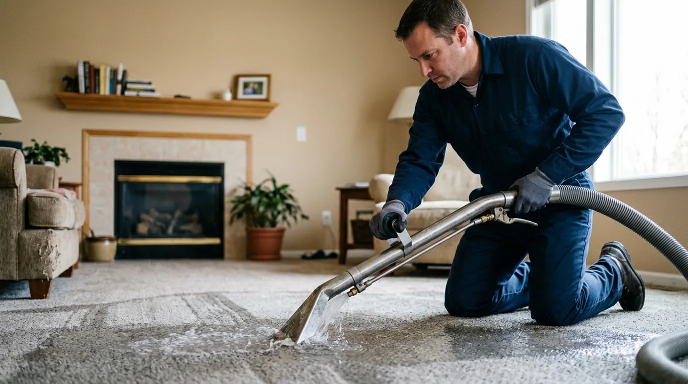Water damage restoration technician working near Emerson, AR